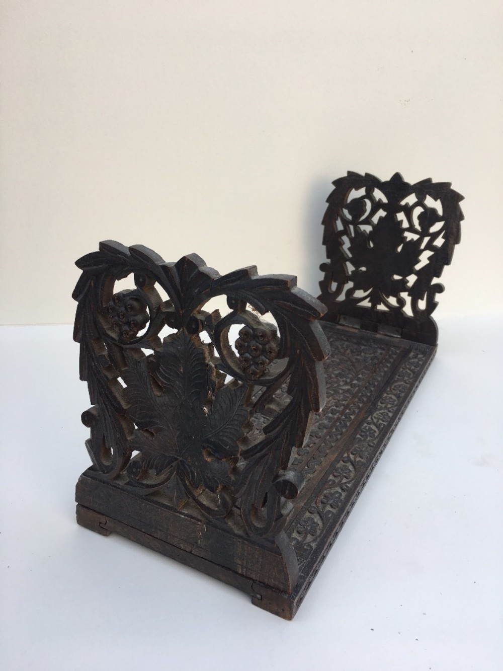 C19th Raj period carved bookslide