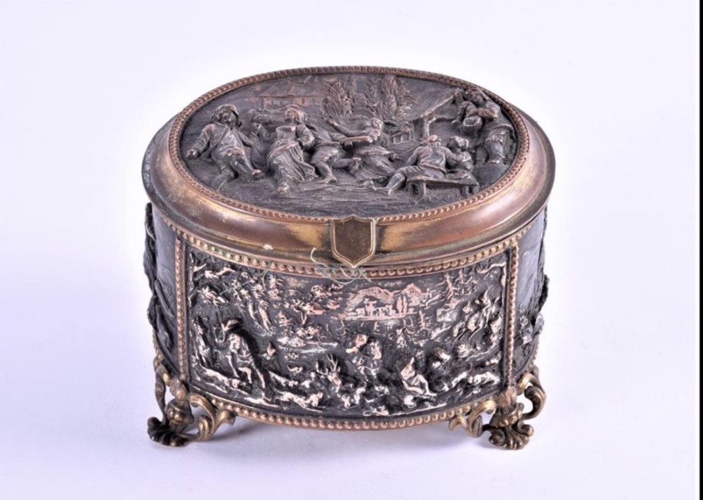 C19th cast metal trinket box.