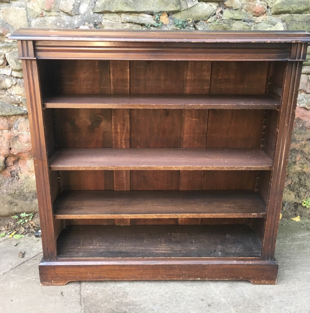 C19th stained pine open bookcase