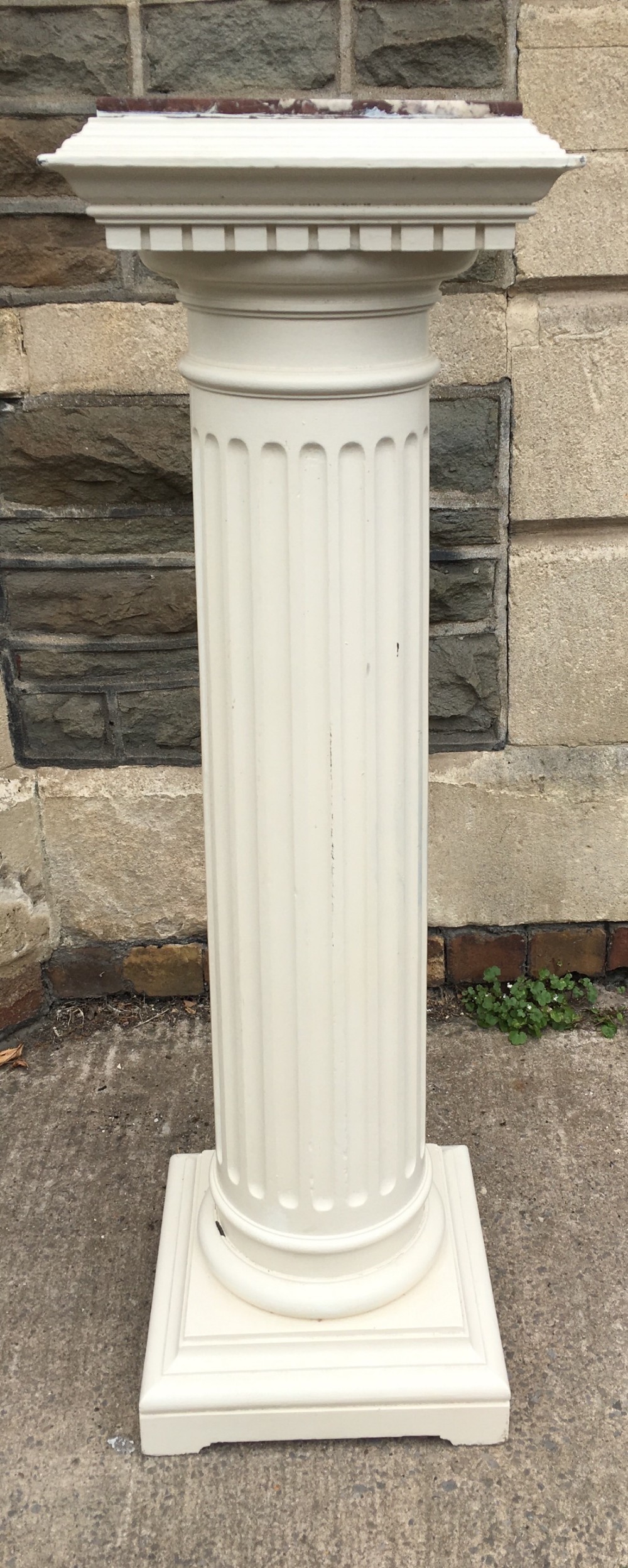 Painted wooden pedestal with marble top