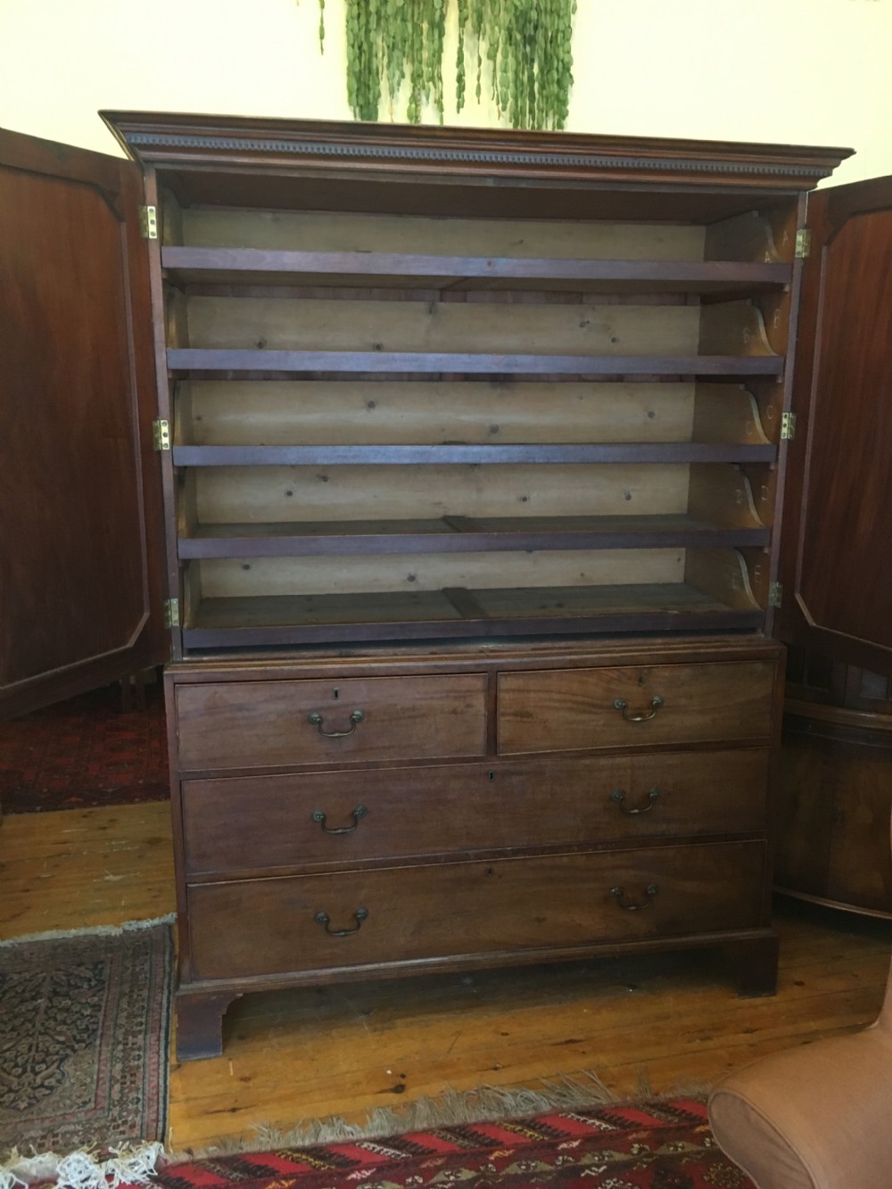 C18th Mahogany linen press View III
