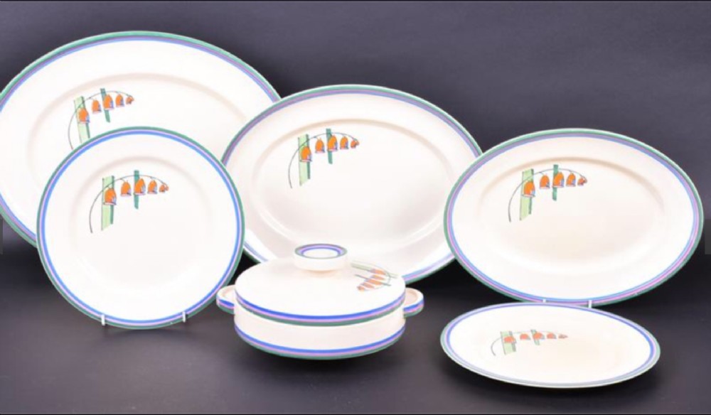 Clarice cliff bizarre part service Solomon's seals pattern.