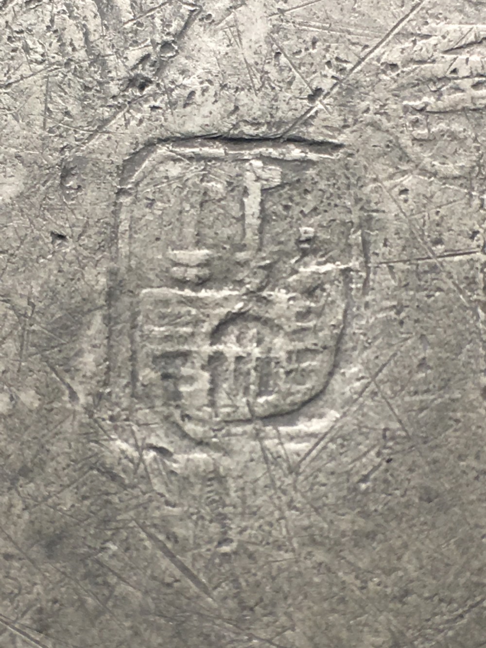 A pair of pewter engraved plates View V