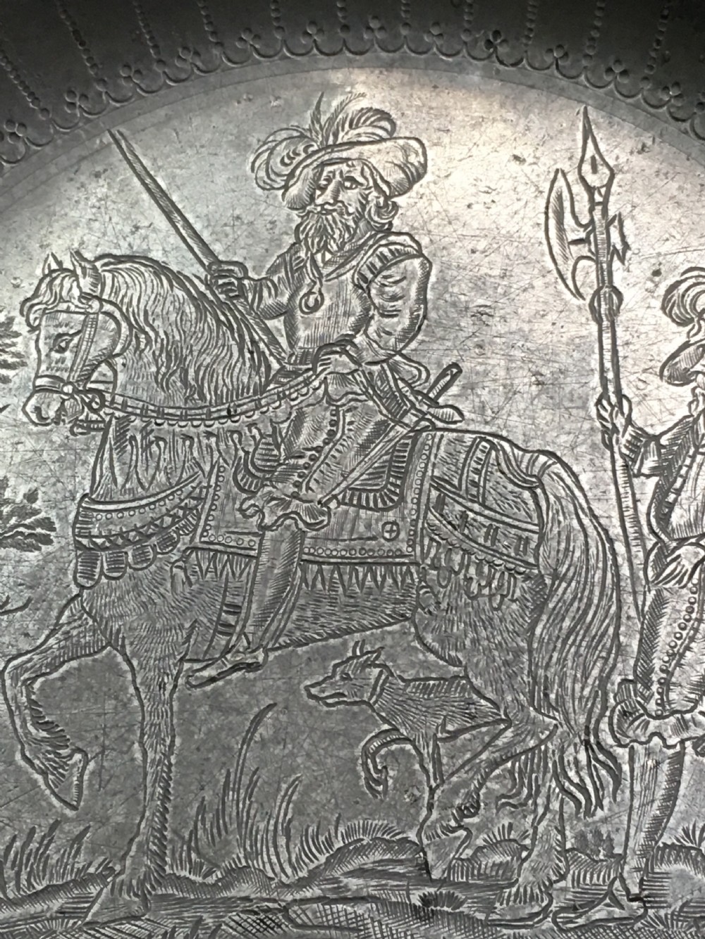 A pair of pewter engraved plates View VII