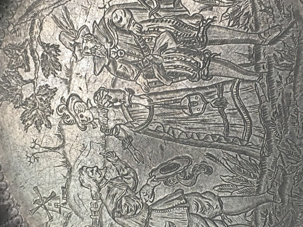 A pair of pewter engraved plates View VIII
