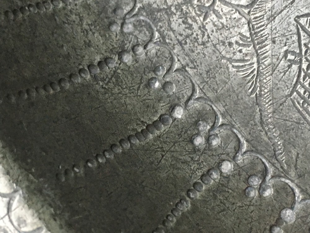 A pair of pewter engraved plates View XIV