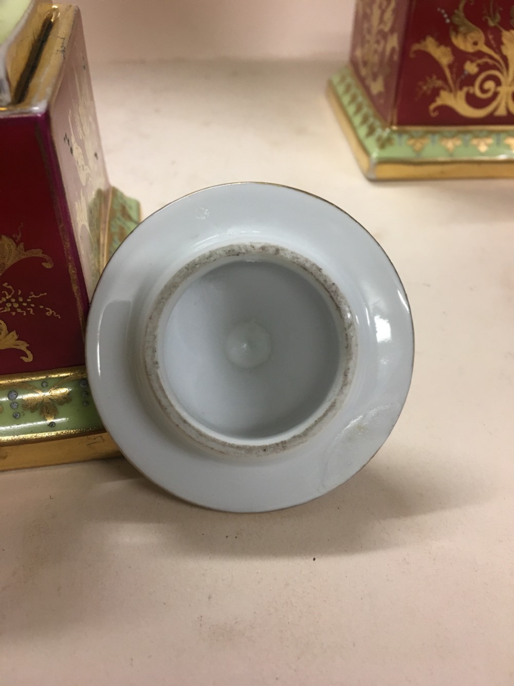 Pair of royal Vienna urns on stands View IX