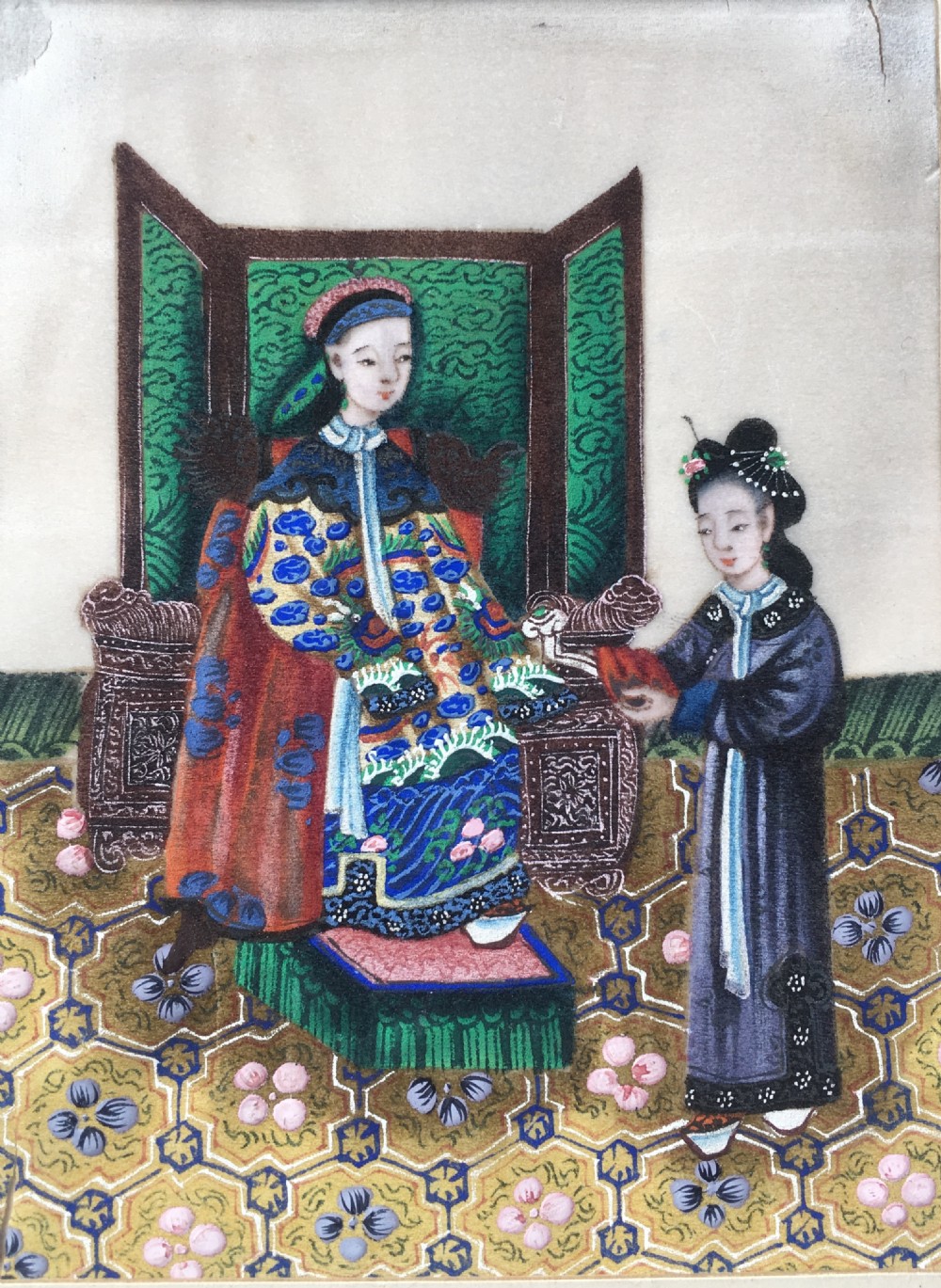 A Chinese  painting on pith paper