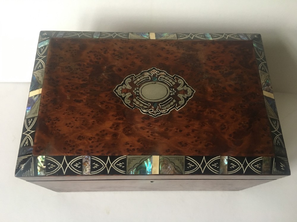 C19th burr amboyna tea caddy  View II