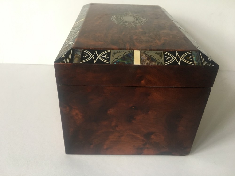 C19th burr amboyna tea caddy  View III