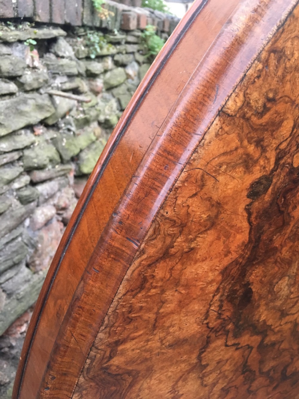 C19th large oval table in figured walnut  View III