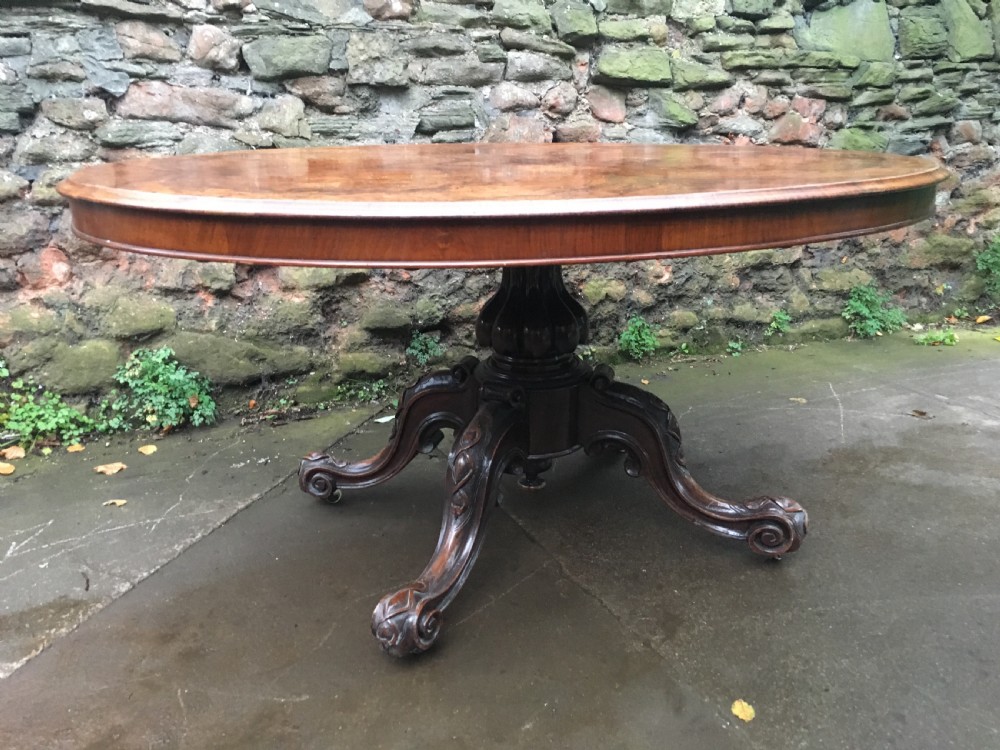 C19th large oval table in figured walnut  View VII