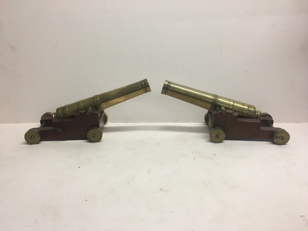 A pair of Desktop model brass cannons  View III