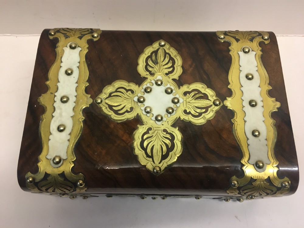 C19th walnut and brass jewellery box View II