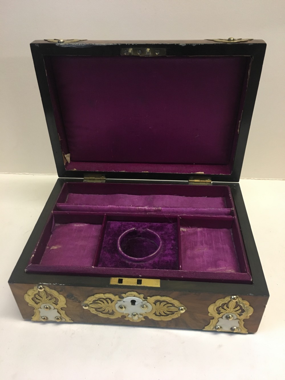 C19th walnut and brass jewellery box View VIII