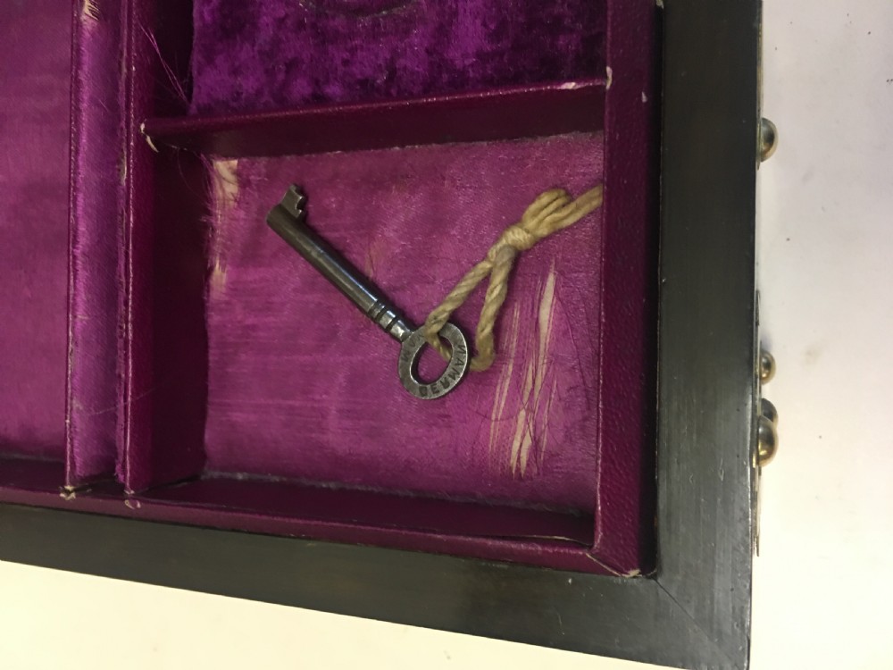 C19th walnut and brass jewellery box View X
