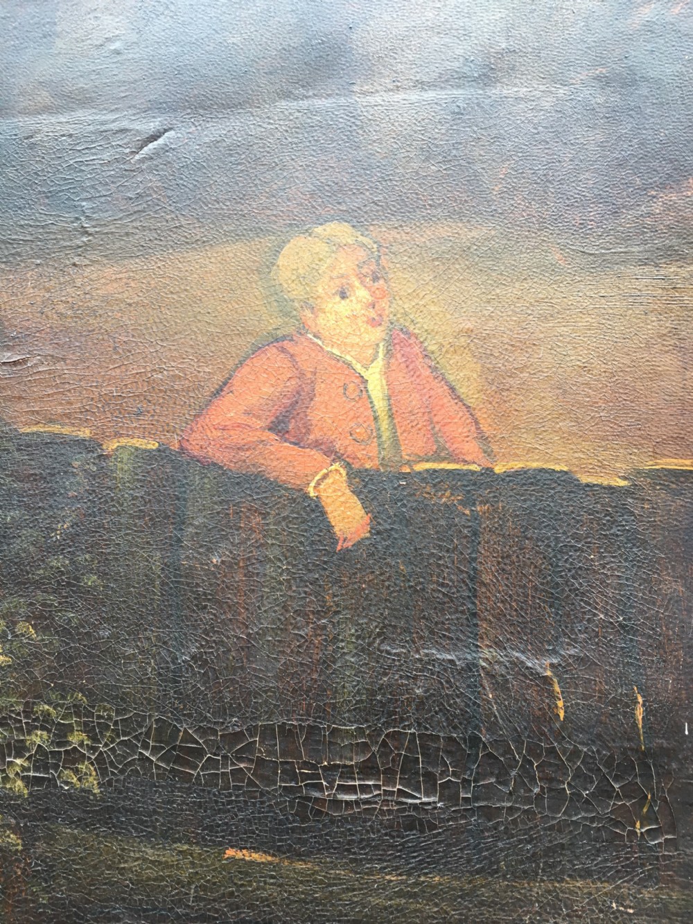 C19th hand painted four fold screen View IV