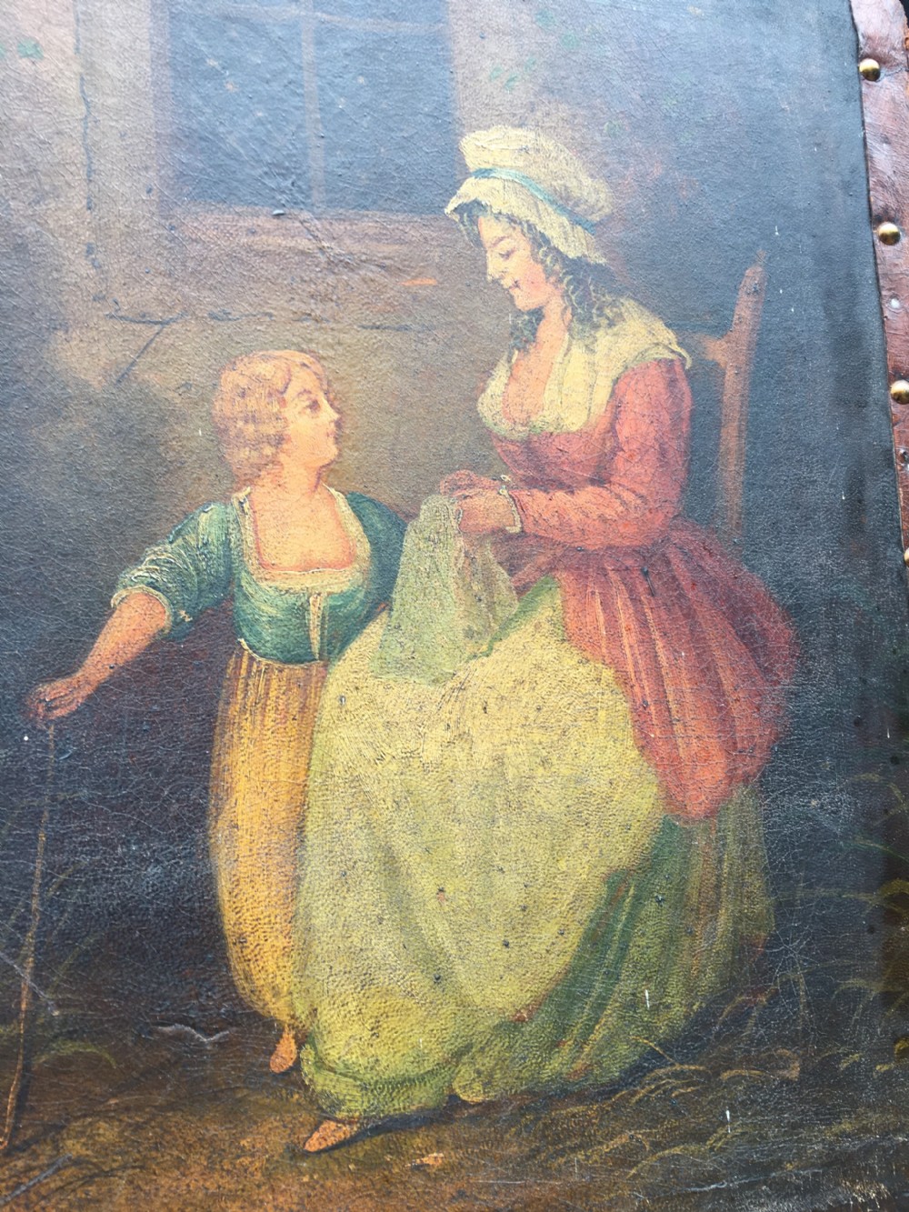 C19th hand painted four fold screen View V