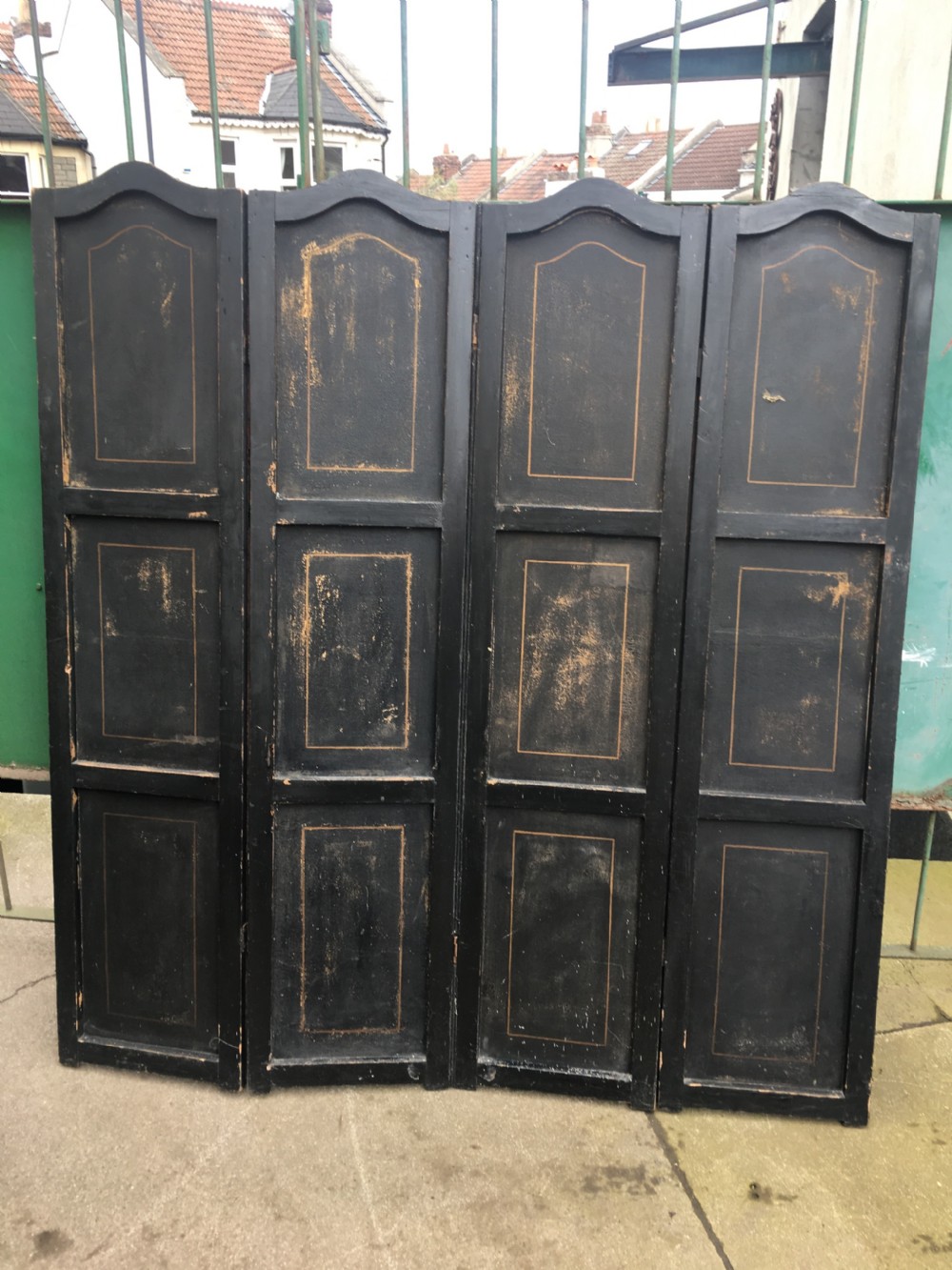 C19th hand painted four fold screen View XIII