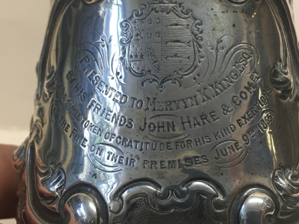 Silver hall marked tankard with inscription of Bristol interest  View V
