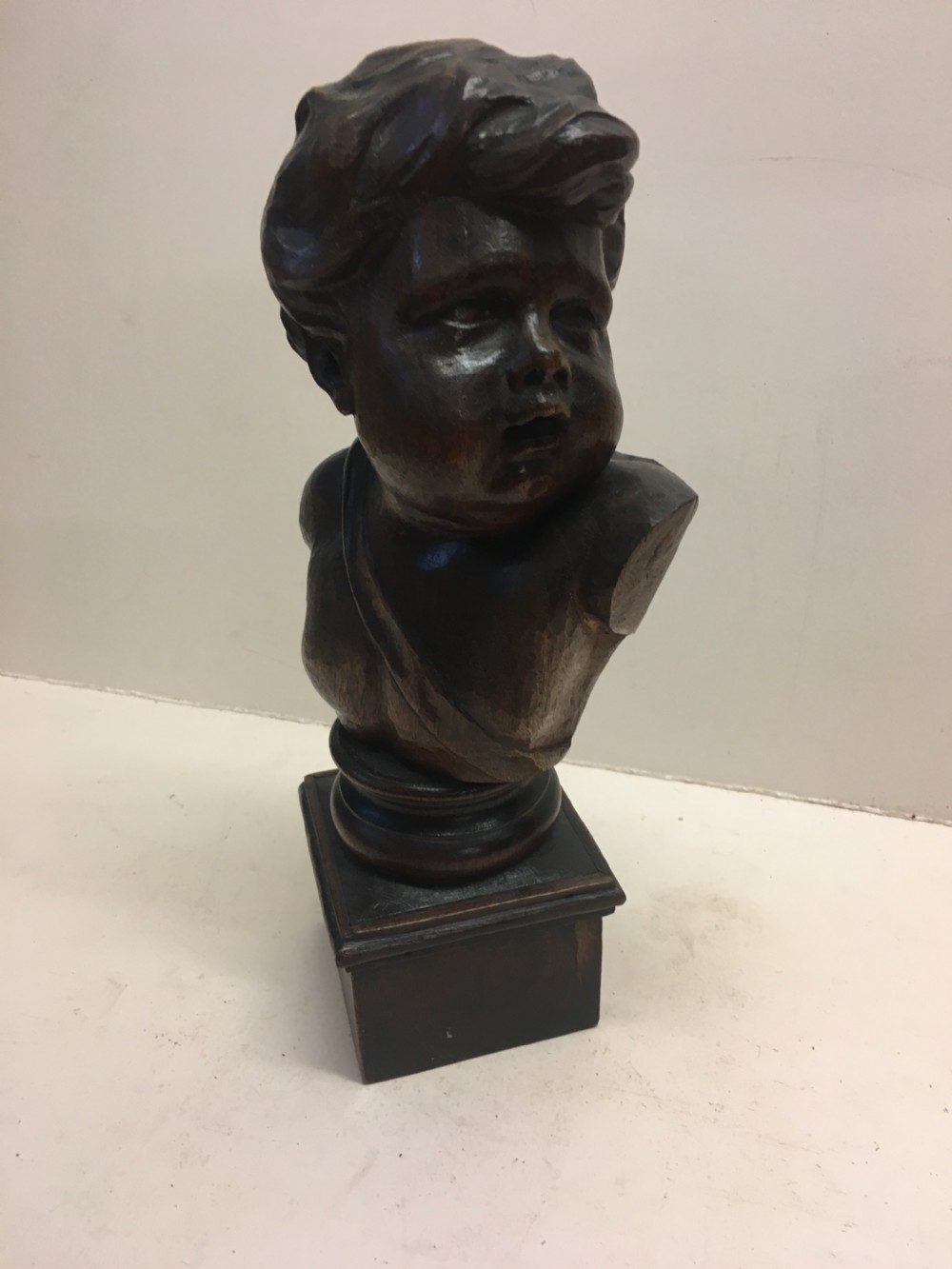 C19th carved wood cherub  View II