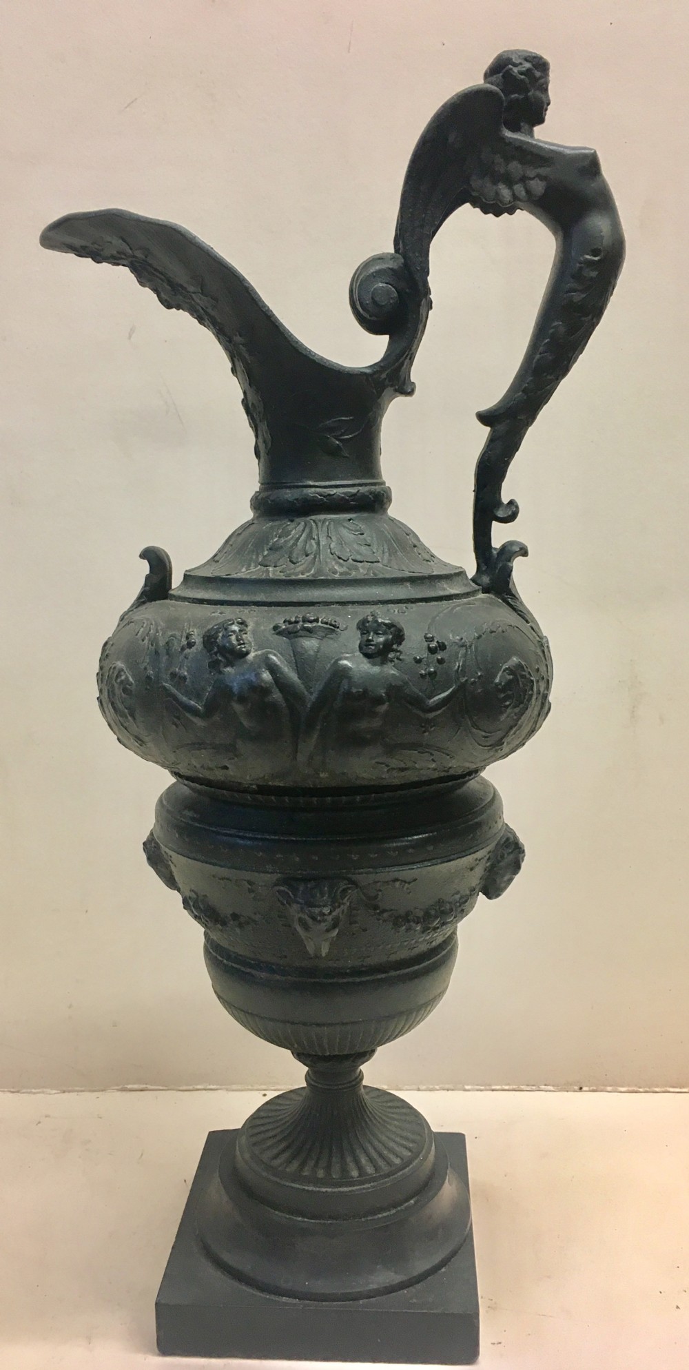 Large C19th bronzed Spelter classical ewer