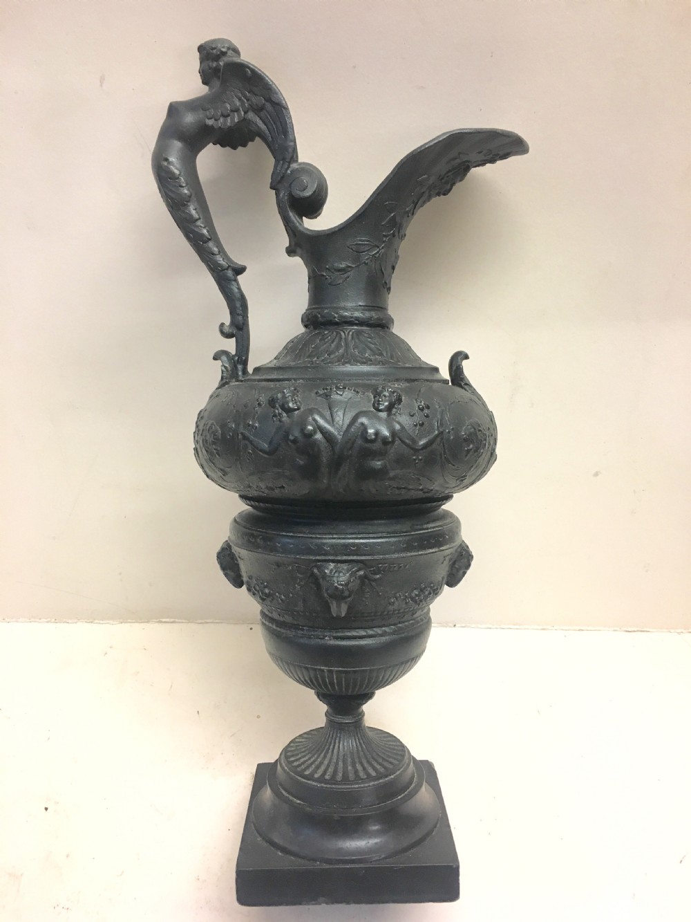 Large C19th bronzed Spelter classical ewer View IX