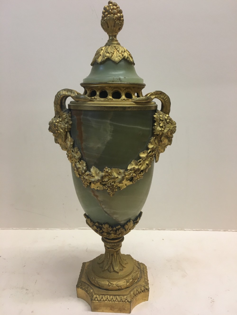 C19th gilt bronze mounted onxy vase and cover sensor 