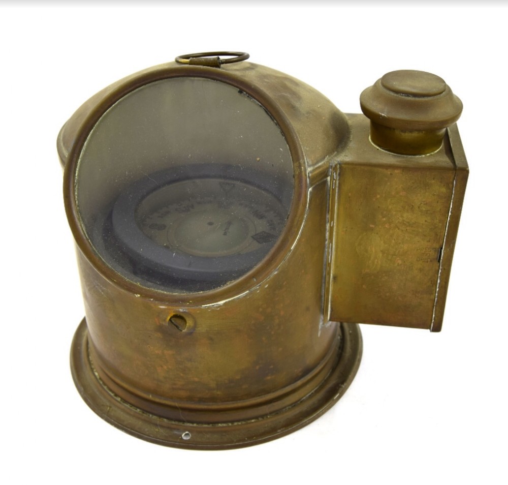 Edwardian brass  binnacle and compass 