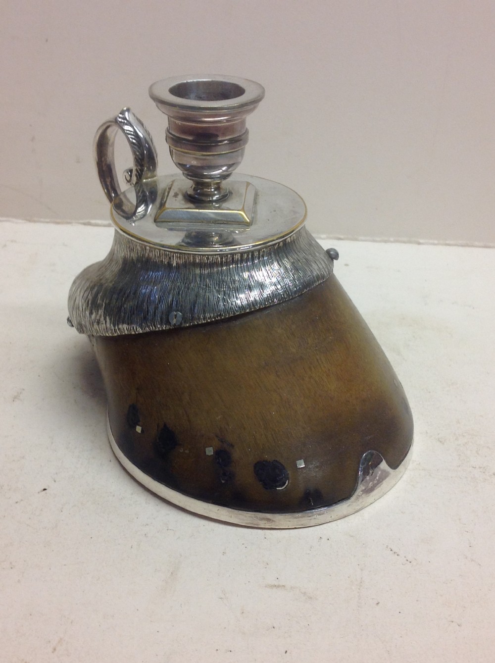 C19th horses hoof modelled as a candlestick