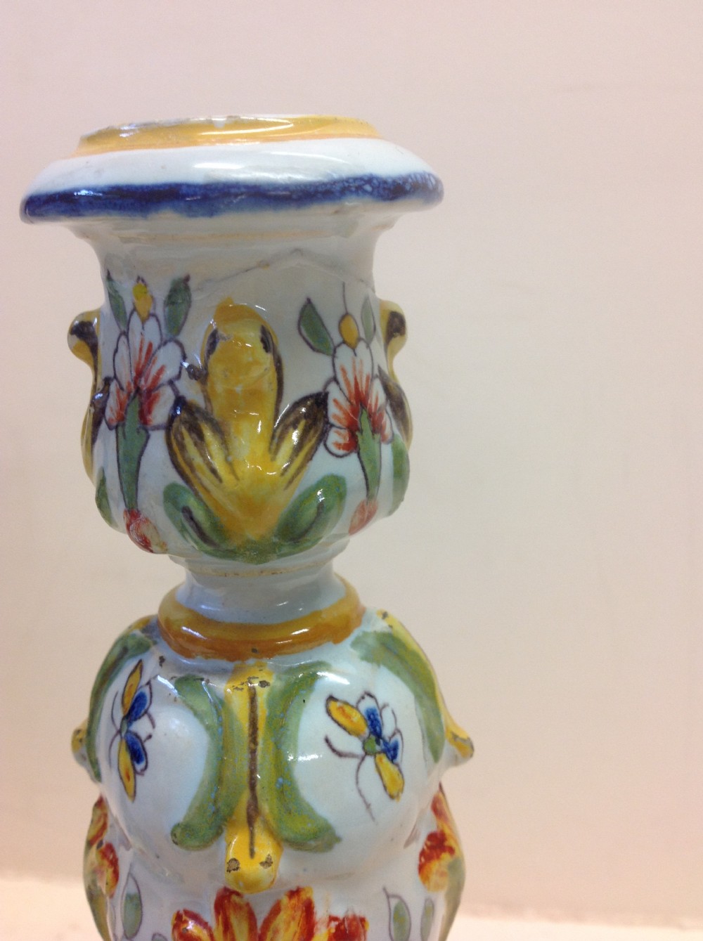 Pair of French faïence candlesticks  View II