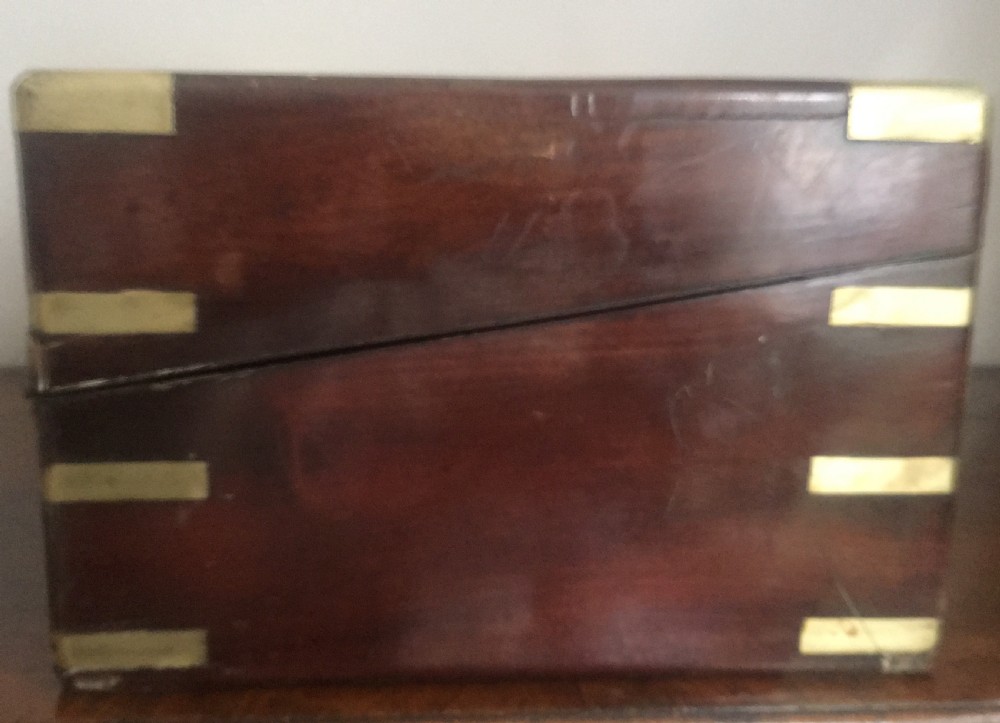 C19th campaign laptop desk with secret drawers View II