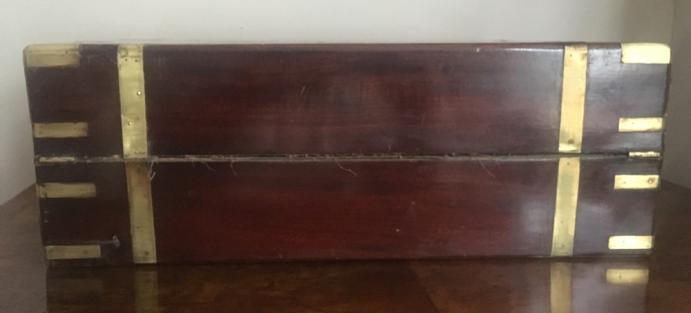C19th campaign laptop desk with secret drawers View III