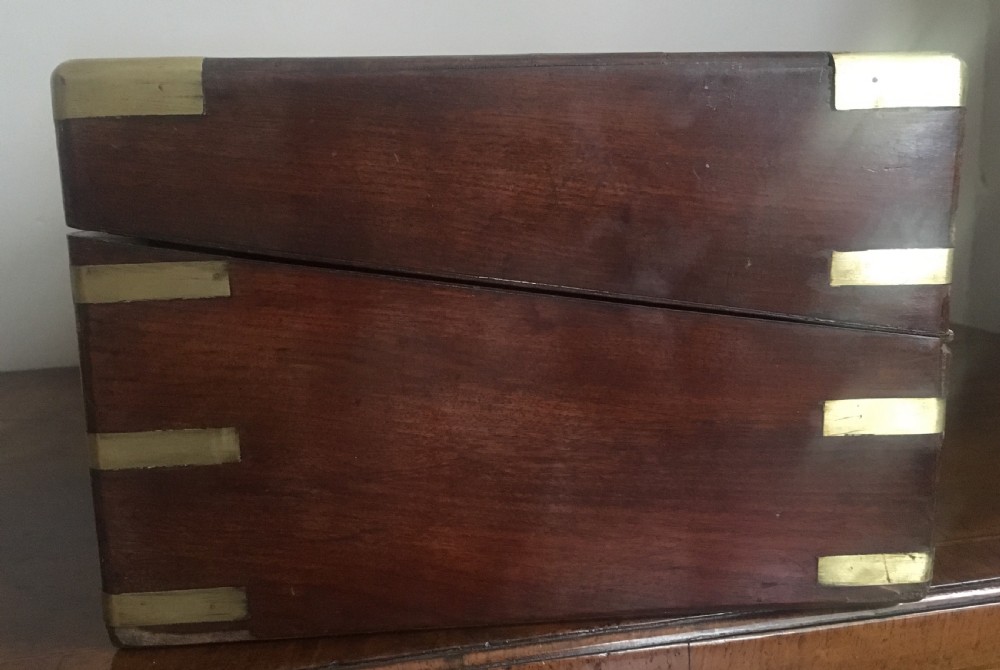 C19th campaign laptop desk with secret drawers View IV