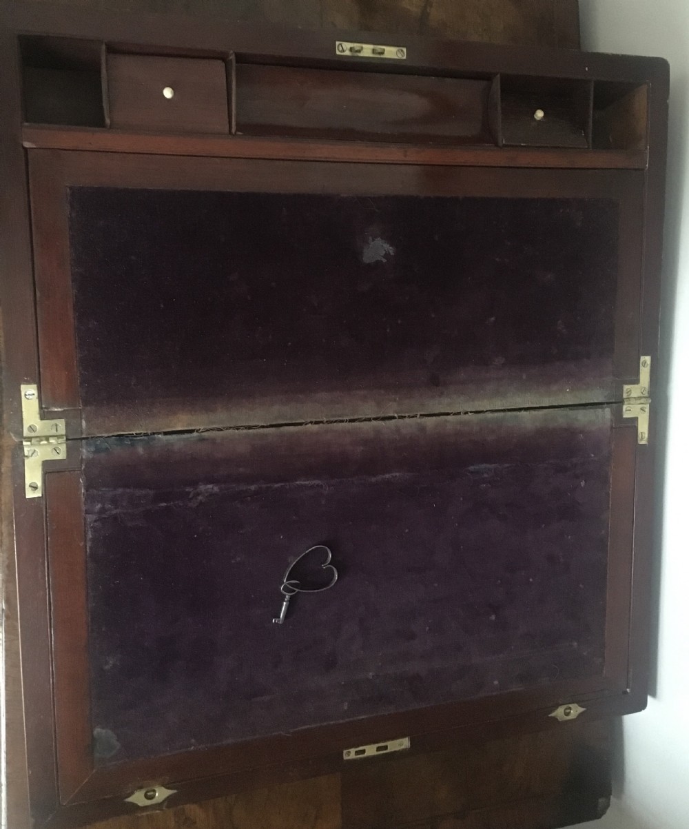 C19th campaign laptop desk with secret drawers View VI