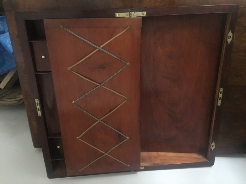 C19th campaign laptop desk with secret drawers View XI