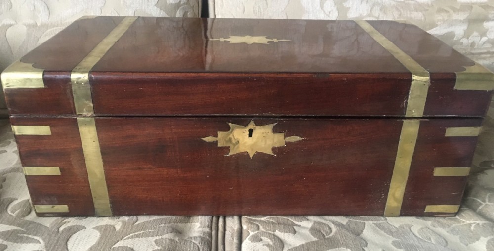 C19th campaign laptop desk with secret drawers View XVIII