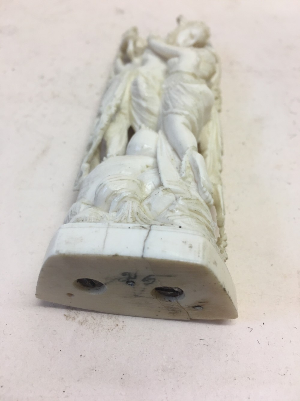 Edwardian period ivory carving of a couple embracing View VI