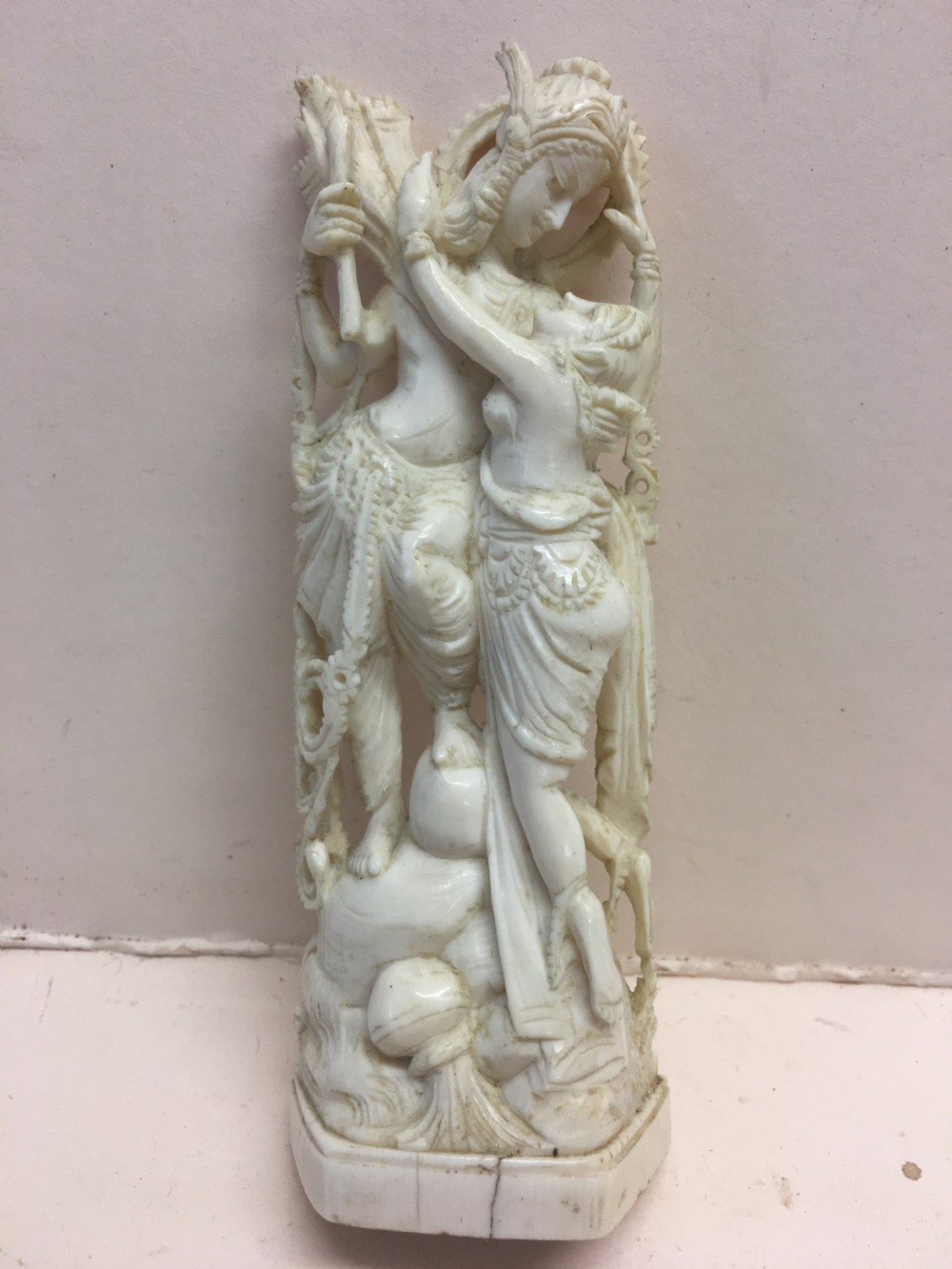 Edwardian period ivory carving of a couple embracing View VII