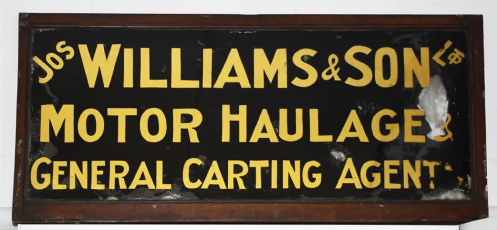 C19 th glass sign for motor haulage company