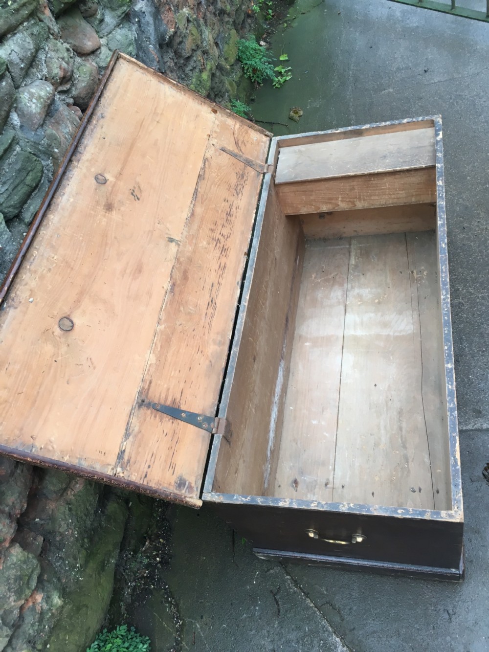 C19th scumble grained pine blanket box  View IX