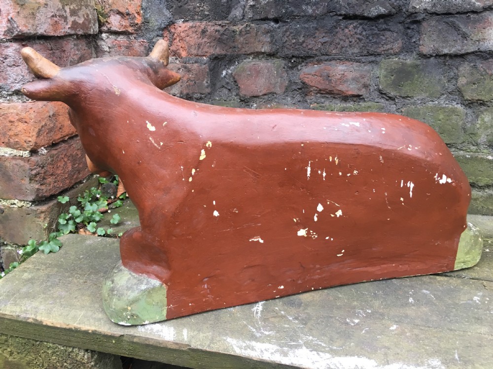 Edwardian large  plaster butchers shop window display cow View VIII