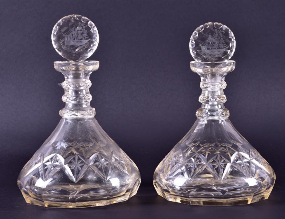 Early C19th pair of ships decanters