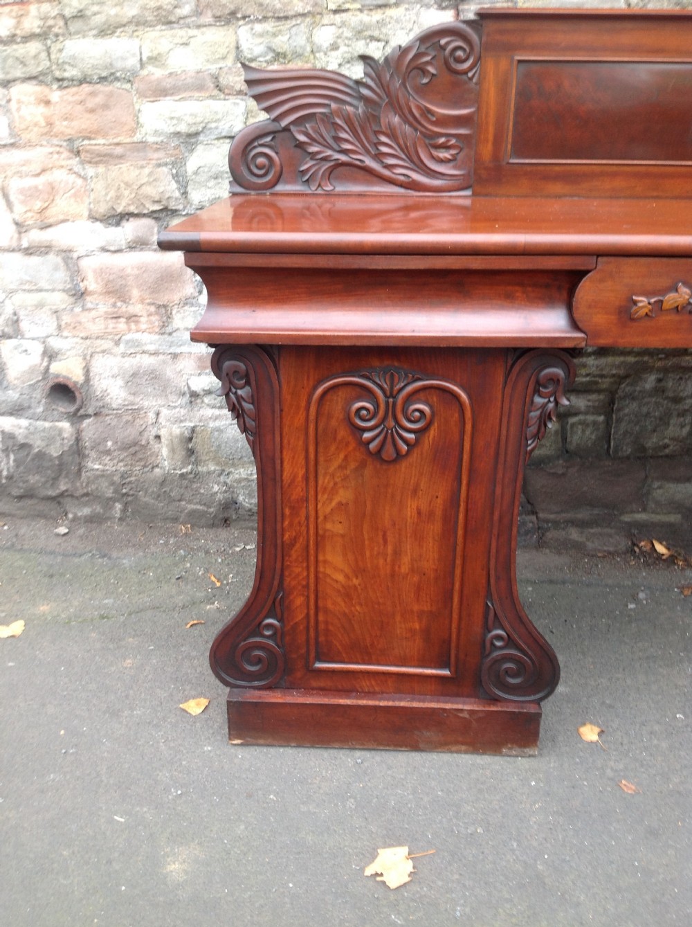 C19th mahogany pedestal sideboard   View V