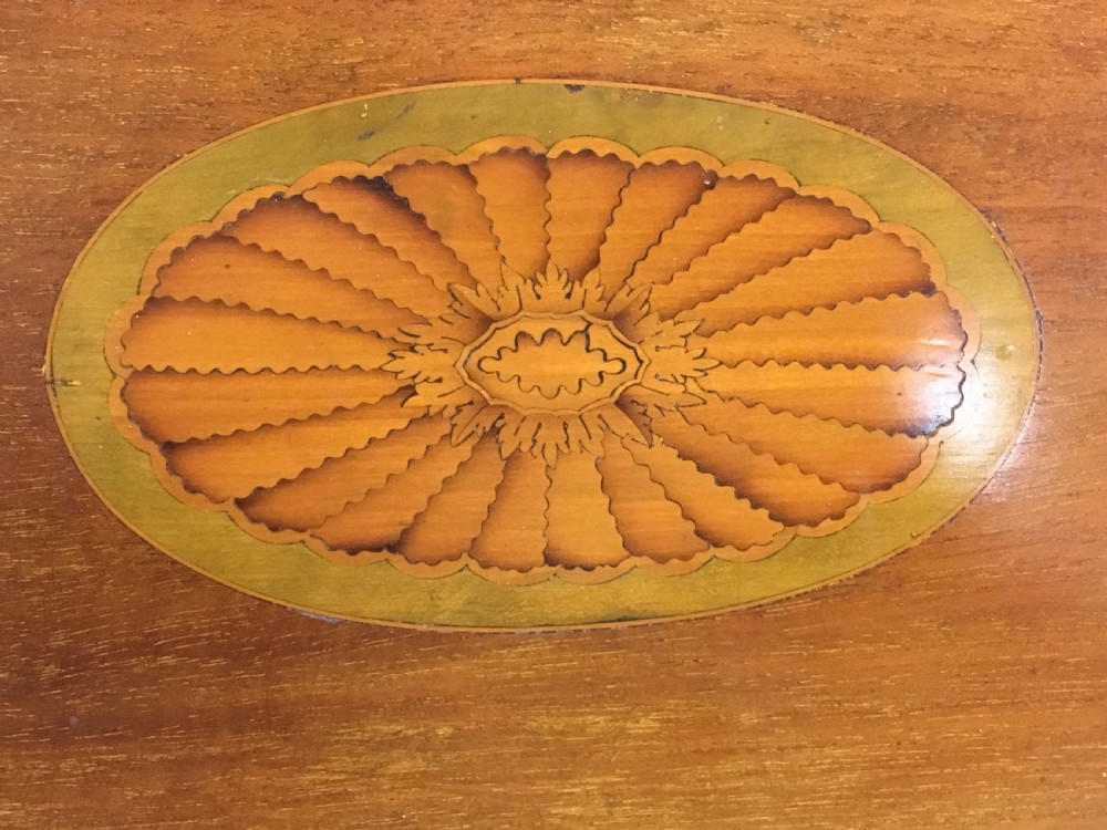 Edwardian inlaid oval tray with brass handles View III
