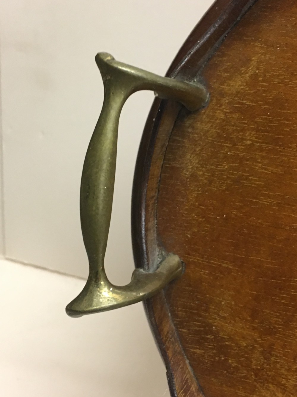 Edwardian inlaid oval tray with brass handles View IV
