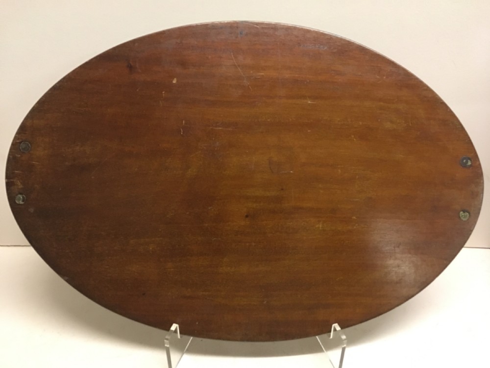 Edwardian inlaid oval tray with brass handles View V