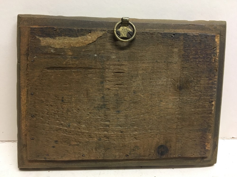 C19th cinnabar lacquered panel in carved gilt wood frame View V