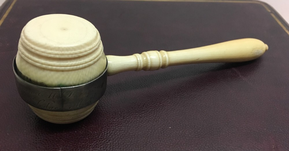 C19th Ivory gavel of Masonic interest. View II