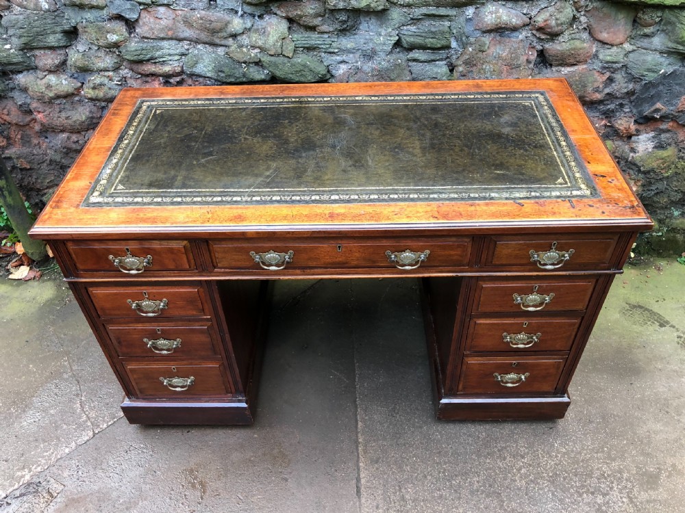 C19th Walnut pedestal  desk 